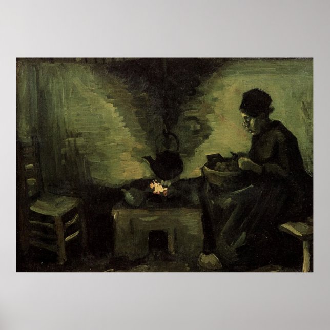 Bauernfrau am Kamin Vincent van Gogh Poster (Vorne)