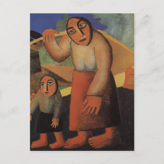 Bauernfrau, Eimer, Kind von Kazimir Malevich Postkarte