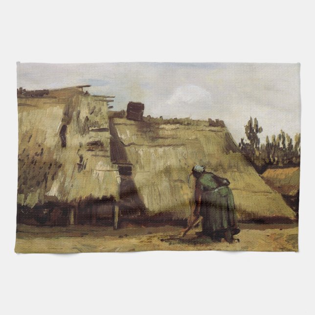 Bauernfrau Gramming Hütte von Vincent van Gogh Geschirrtuch (Horizontal)