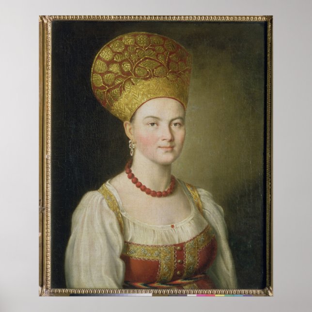 Bauernfrau in russischer Kostüme, 1784 Poster (Vorne)