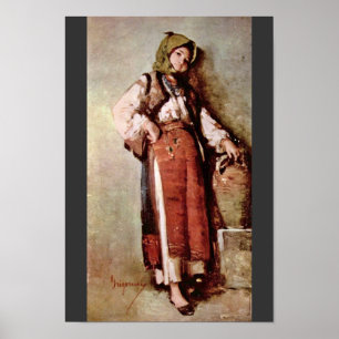 Bauernfrau mit Jug von Grigorescu Nicolae Poster