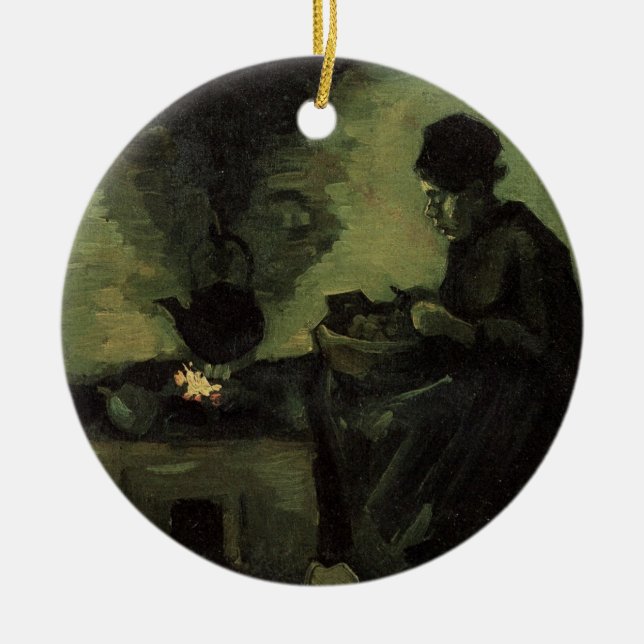 Bauernfrau von Feuerstelle von Vincent van Gogh Keramikornament (Vorne)