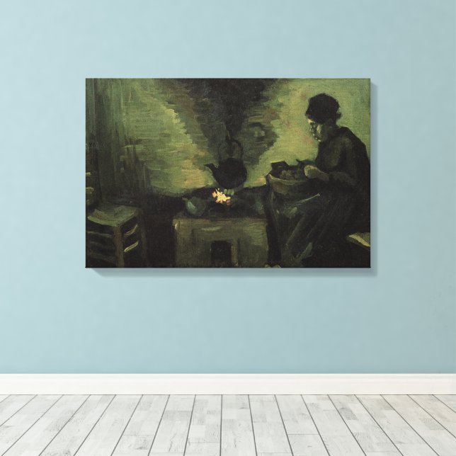Bauernfrau von Feuerstelle von Vincent van Gogh Leinwanddruck (Insitu (Holzboden))