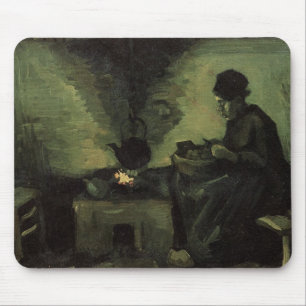Bauernfrau von Feuerstelle von Vincent van Gogh Mousepad