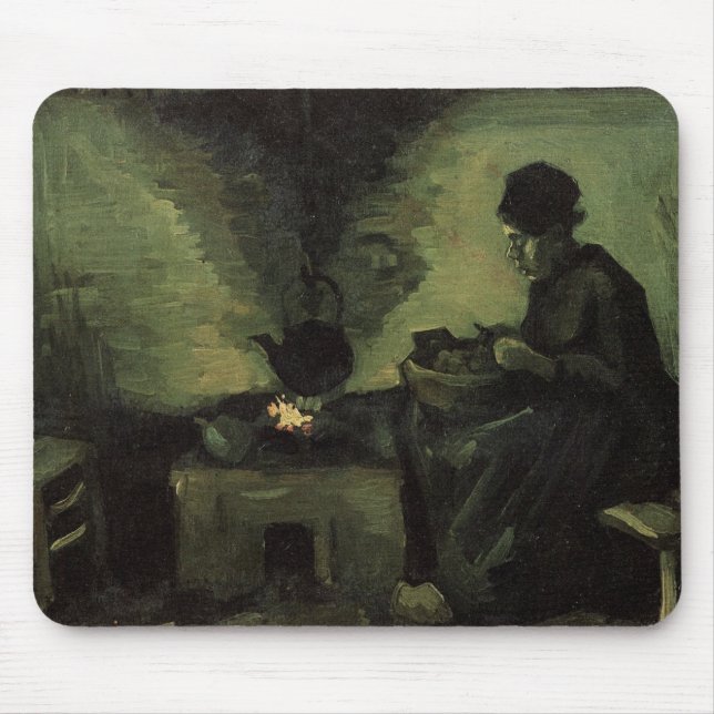 Bauernfrau von Feuerstelle von Vincent van Gogh Mousepad (Vorne)