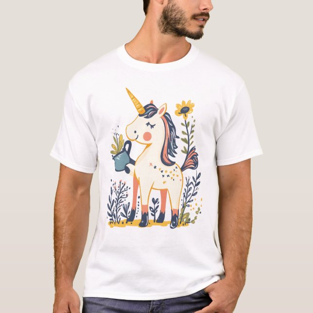 Bauerngarten-Einhorn (1) T-Shirt (Vorderseite)