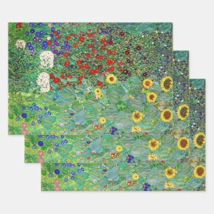 Bauerngarten Gustav Klimt mit Sonnenblumenmalereie Geschenkpapier Set