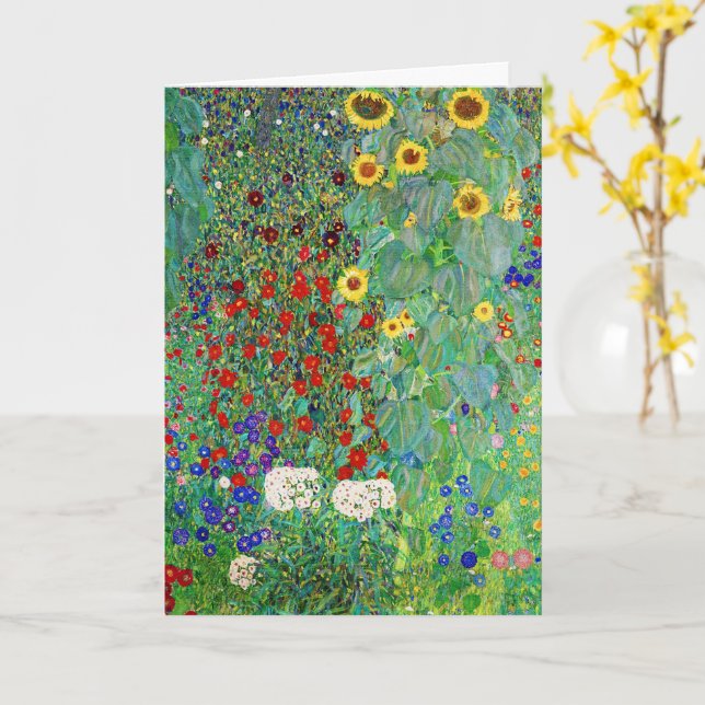Bauerngarten Gustav Klimt mit Sonnenblumenmalereie Karte (Gelbe Blume)