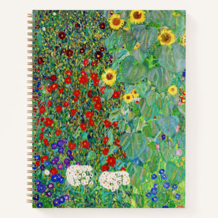 Bauerngarten Gustav Klimt mit Sonnenblumenmalereie Notizbuch