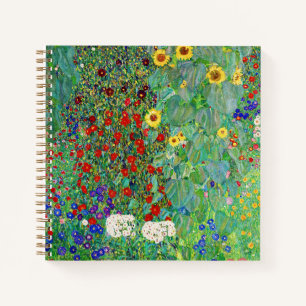 Bauerngarten Gustav Klimt mit Sonnenblumenmalereie Notizbuch