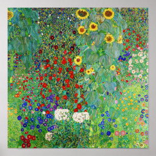 Bauerngarten Gustav Klimt mit Sonnenblumenmalereie Poster