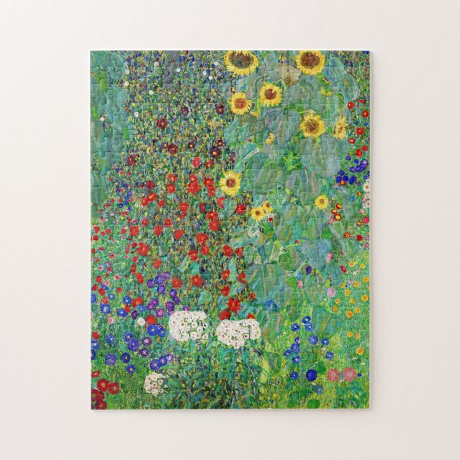 Bauerngarten Gustav Klimt mit Sonnenblumenmalereie Puzzle (Vertikal)
