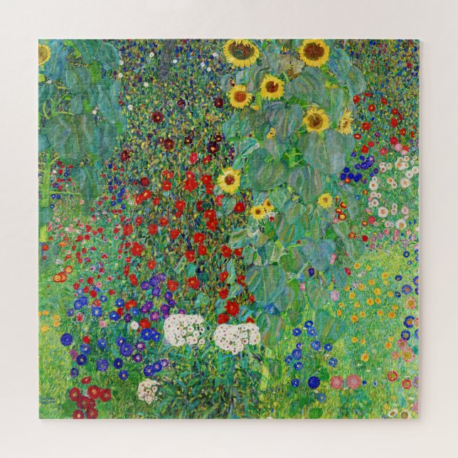Bauerngarten Gustav Klimt mit Sonnenblumenmalereie Puzzle (Horizontal)