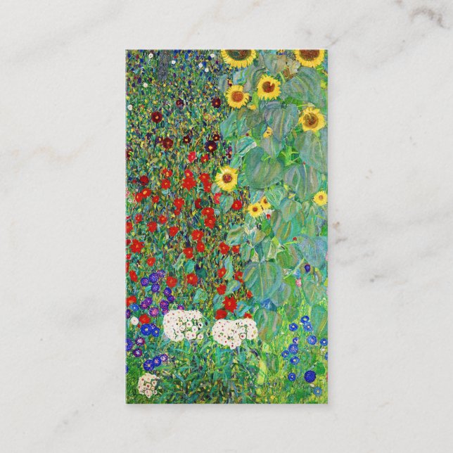 Bauerngarten Gustav Klimt mit Sonnenblumenmalereie Visitenkarte (Vorderseite)