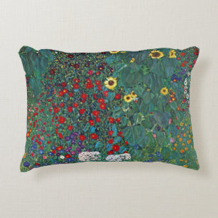 Bauerngarten mit Sonnenblume von Klimt, Vintage Bl Dekokissen
