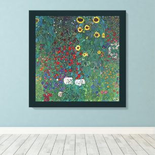 Bauerngarten mit Sonnenblume von Klimt, Vintage Bl Leinwanddruck