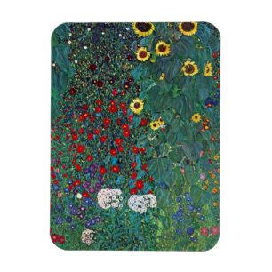 Bauerngarten mit Sonnenblume von Klimt, Vintage Bl Magnet