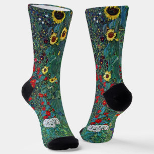 Bauerngarten mit Sonnenblume von Klimt, Vintage Bl Socken
