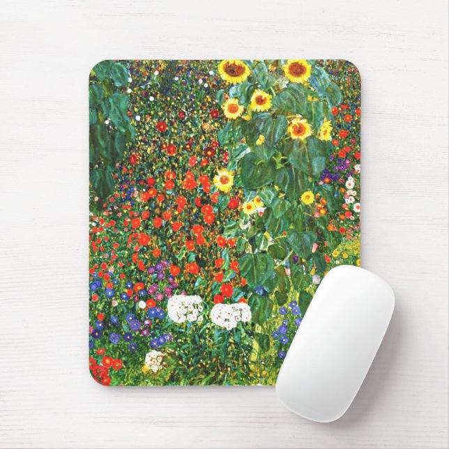 Bauerngarten mit Sonnenblumen, farbenfrohe Kunstwe Mousepad (Mit Mouse)