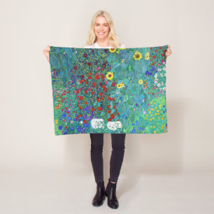 Bauerngarten mit Sonnenblumen, Gustav Klimt Fleecedecke