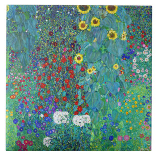 Bauerngarten mit Sonnenblumen, Gustav Klimt Fliese