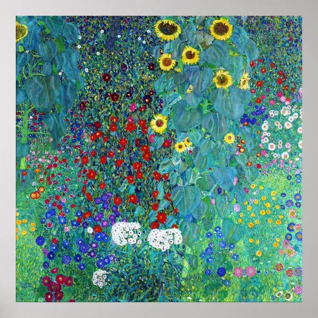 Bauerngarten mit Sonnenblumen, Gustav Klimt Poster (Vorne)