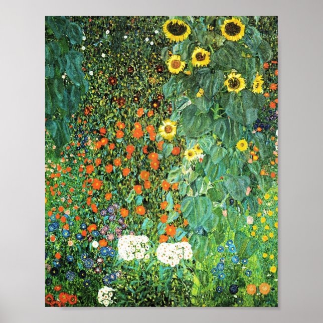 Bauerngarten mit Sonnenblumen Gustav Klimt Poster (Vorne)