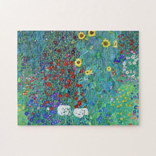 Bauerngarten mit Sonnenblumen, Gustav Klimt Puzzle (Horizontal)