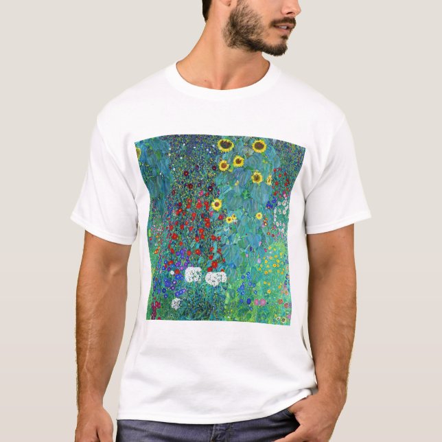 Bauerngarten mit Sonnenblumen, Gustav Klimt T-Shirt (Vorderseite)
