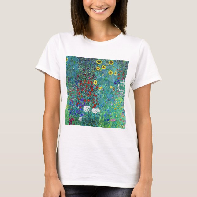 Bauerngarten mit Sonnenblumen, Gustav Klimt T-Shirt (Vorderseite)