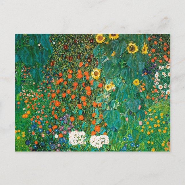Bauerngarten mit Sonnenblumen von Gustav Klimt 190 Postkarte (Vorderseite)