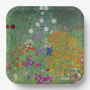 Bauerngarten, Ölmalerei, Gustav Klimt Pappteller