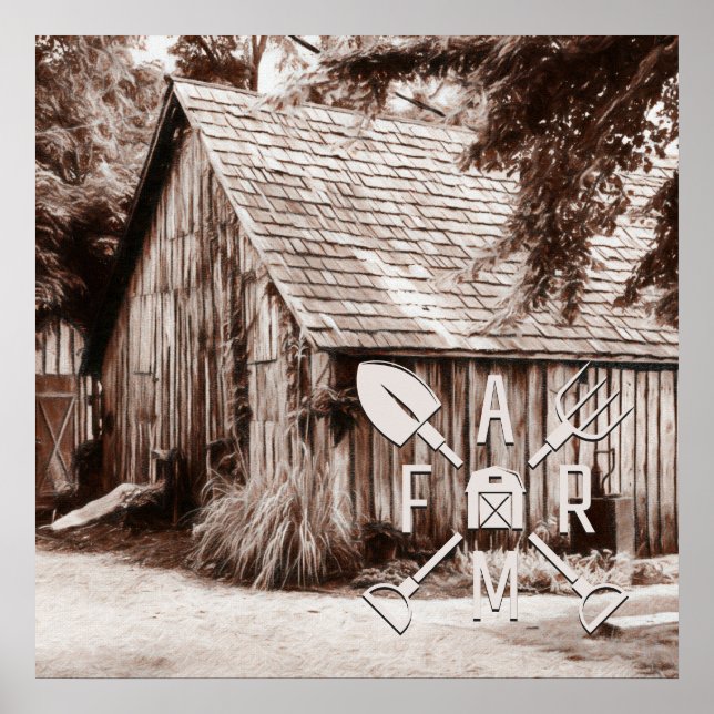 Bauernhaus Antiker Stall Poster (Vorne)