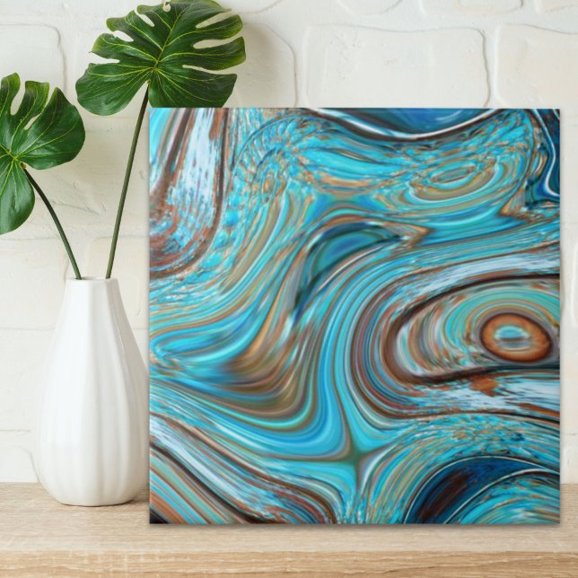 Bauernhaus aquamarin blau Woodgrain türkisfarbene  Fliese (farmhouse teal blue Woodgrain turquoise swirls Ceramic Tile)