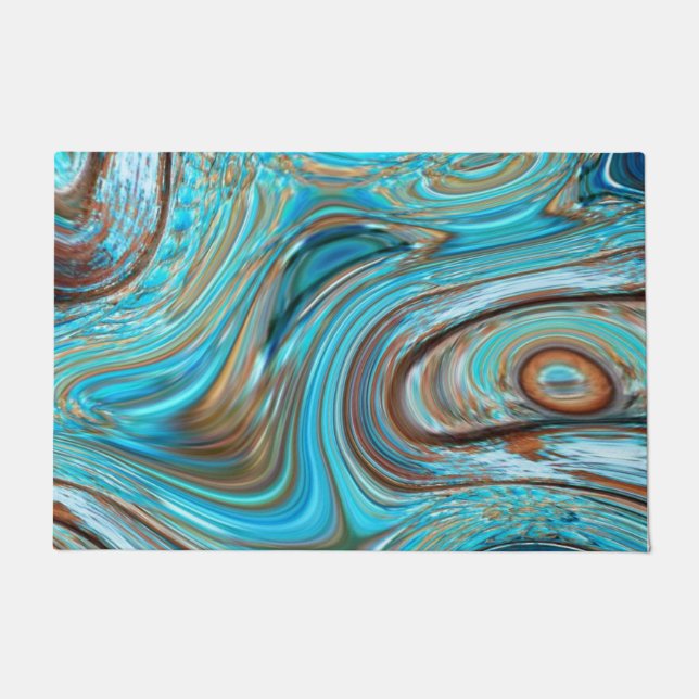 Bauernhaus aquamarin blau Woodgrain türkisfarbene  Fußmatte (Vorderseite)