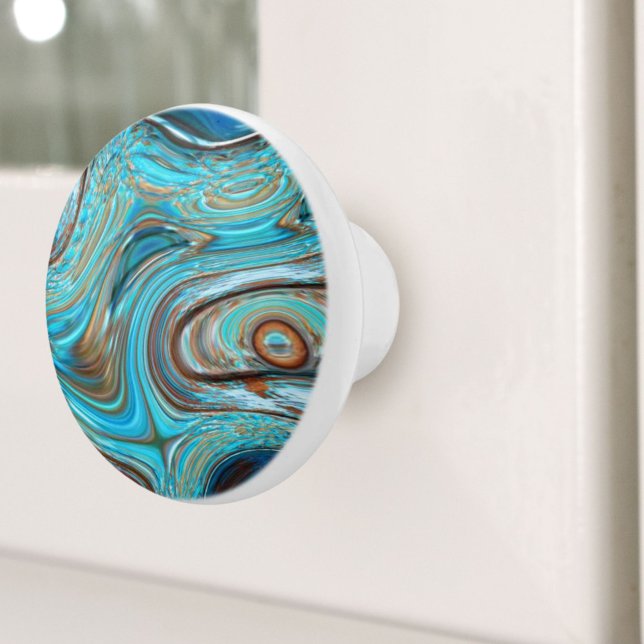 Bauernhaus aquamarin blau Woodgrain türkisfarbene  Keramikknauf (farmhouse teal blue Woodgrain turquoise swirls Ceramic Knob)