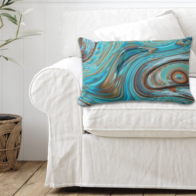 Bauernhaus aquamarin blau Woodgrain türkisfarbene  Lendenkissen (farmhouse teal blue Woodgrain turquoise swirls Lumbar Pillow)