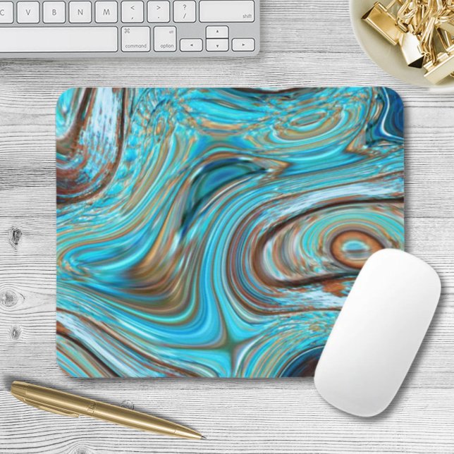 Bauernhaus aquamarin blau Woodgrain türkisfarbene  Mousepad (farmhouse teal blue Woodgrain turquoise swirls Mouse Pad)