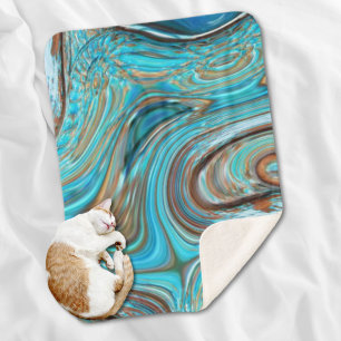 Bauernhaus aquamarin blau Woodgrain türkisfarbene Sherpadecke