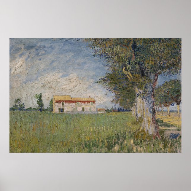 Bauernhaus auf einem Weizenfeld Poster (Vorne)
