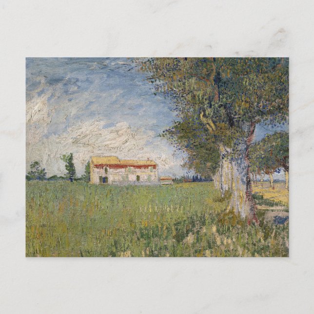 Bauernhaus auf einem Weizenfeld | Vincent van Gogh Postkarte (Vorderseite)