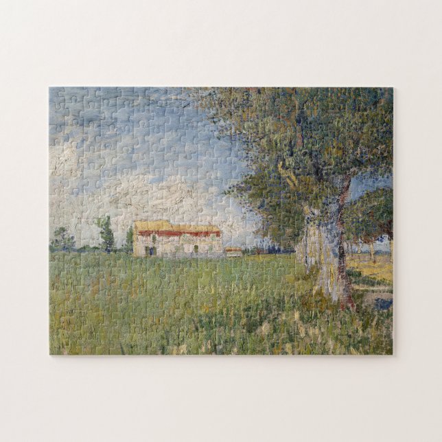 Bauernhaus auf einem Weizenfeld | Vincent van Gogh Puzzle (Horizontal)