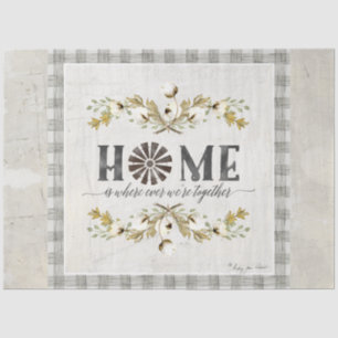 Bauernhaus Baumwolle Herbst Blätter Grau Karierte  Seidenpapier