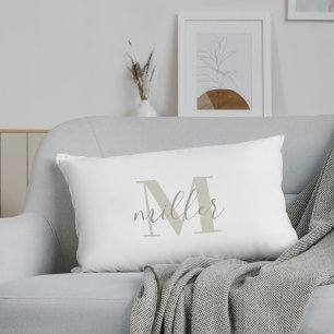 Bauernhaus Beige Buffalo Kariert Familienname Mono Lendenkissen