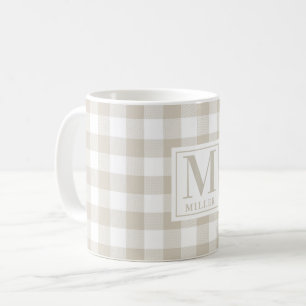 Bauernhaus Beige Buffalo Karo Familienname Monogra Kaffeetasse