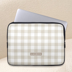 Bauernhaus Beige Buffalo Karo Mit Monogramm Laptopschutzhülle