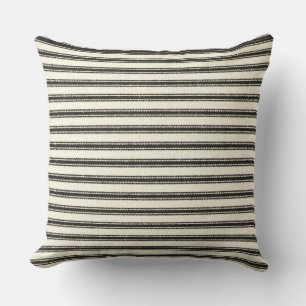 Bauernhaus Black Ticking Stripes Kissen