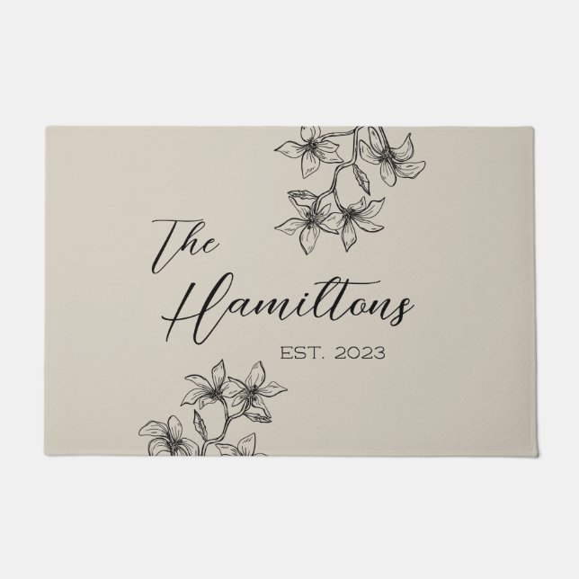 Bauernhaus Bloral Custom Beige Fußmatte (Vorderseite)