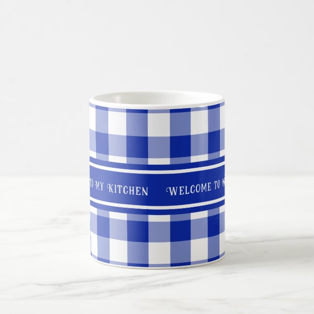 Bauernhaus Blue White Karierte Tasse (Mittel)