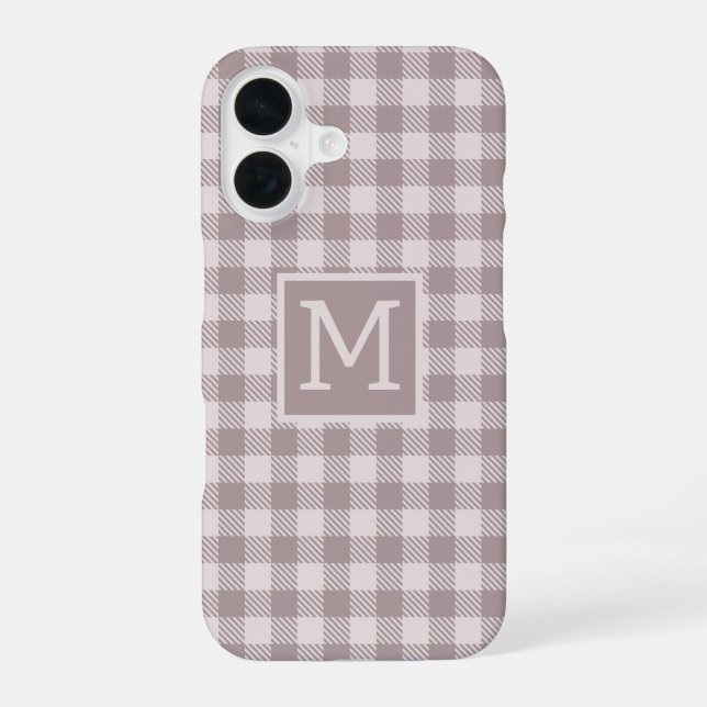 Bauernhaus Buffalo Karo Kariert Beige Monogram iPhone 16 Hülle (Rückseite)